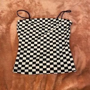 Size small black and white checkered top